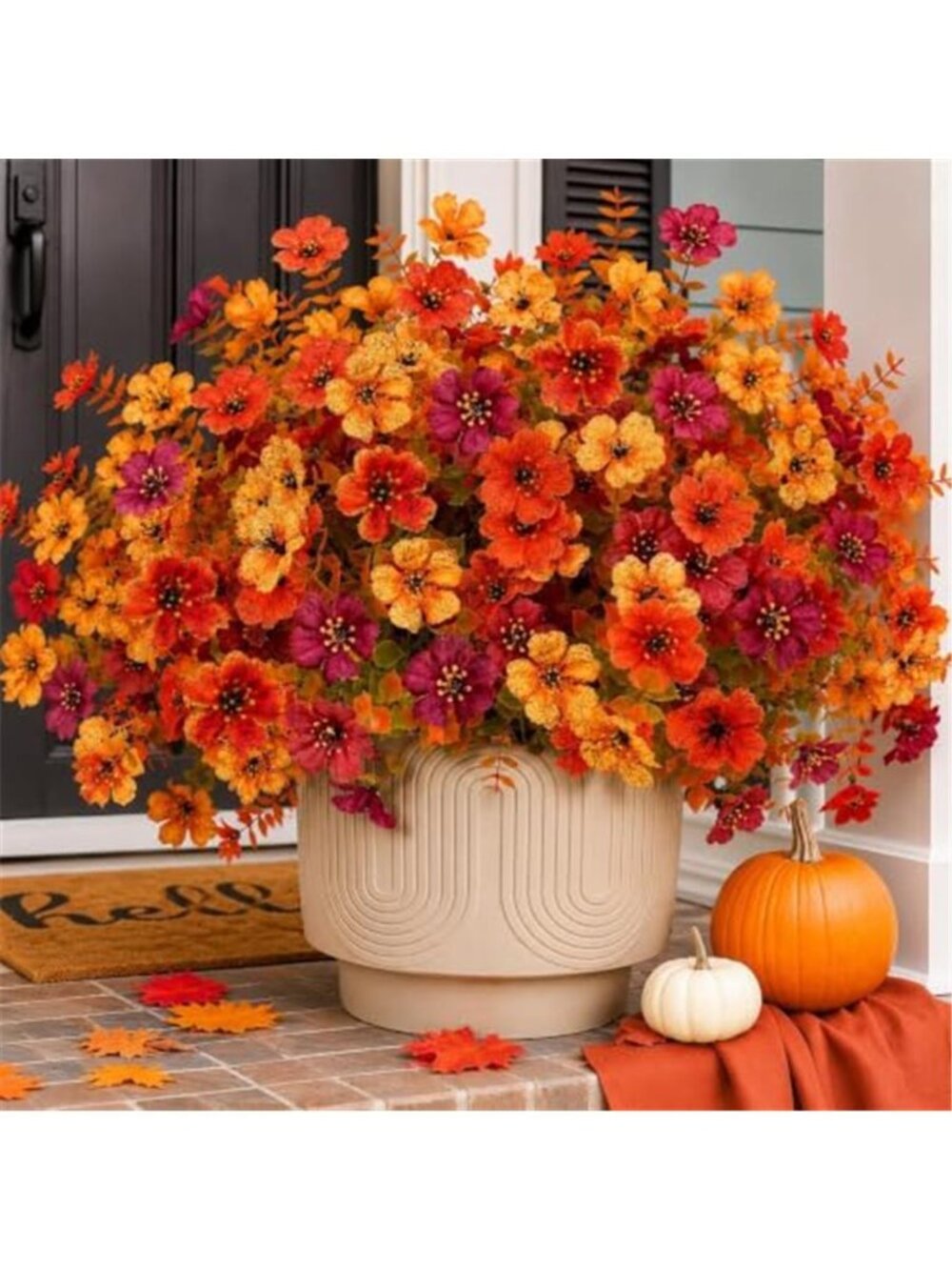 12Pcs Artificial Fall Flowers Fake Mums for Outdoors Decoration